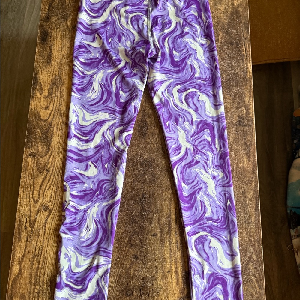 Champion Girls Purple Swirl Stretch Active Leggings 10/12 - Picture 6 of 6